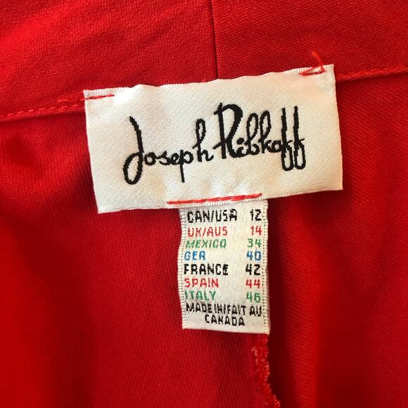 VTG Joseph Ribkoff Red Zip Front Blazer Jacket Fitted 12 Large Office Siren Y2K - Picture 8 of 11